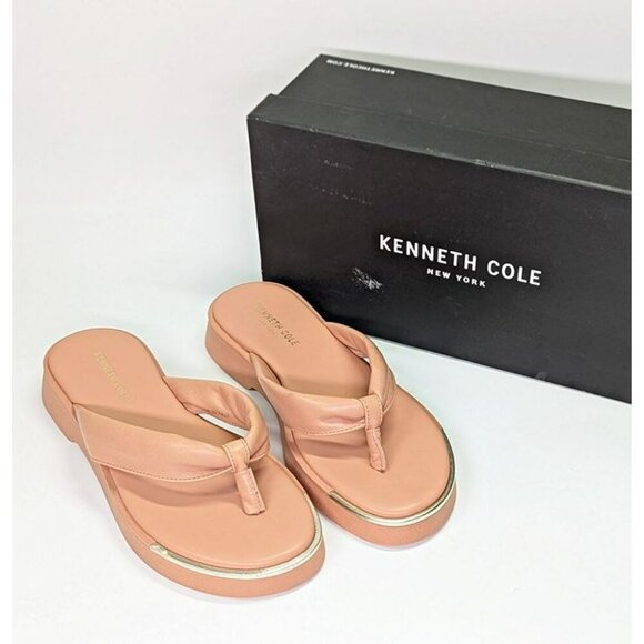 Kenneth Cole Women's Athens Platform Thong in Peach Leather Size 6 (MSRP $89) - Picture 2 of 11
